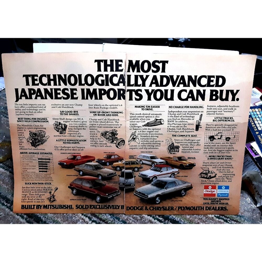 1979 Dodge Chrysler Plymouth Imports Mitsubishi Original Print ad 70s